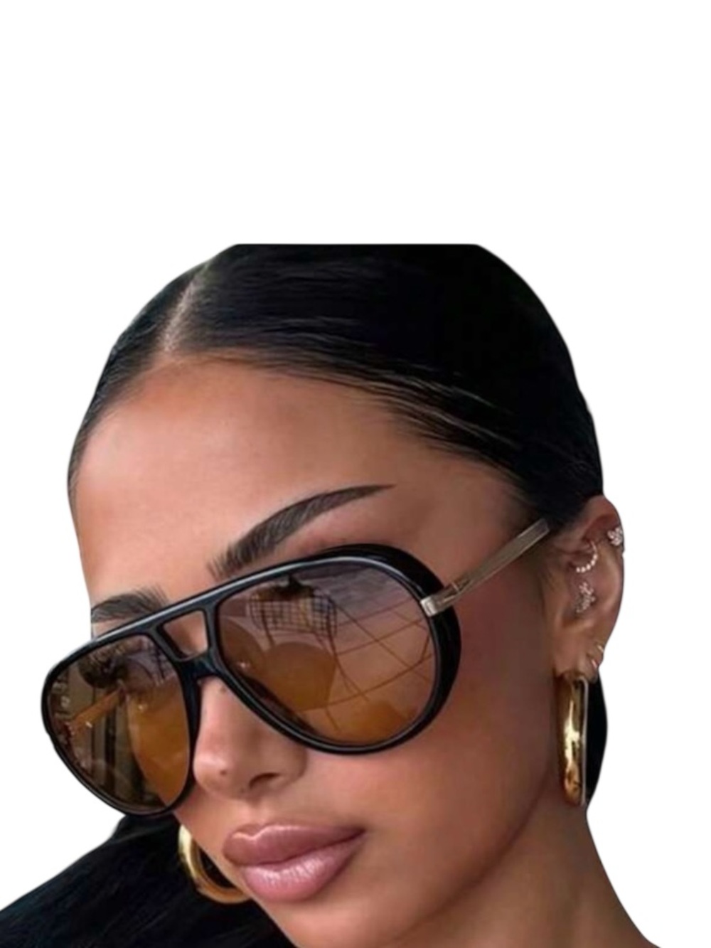 🔥🔥🆕Stylish Black Sunglasses brown lenses gold arms